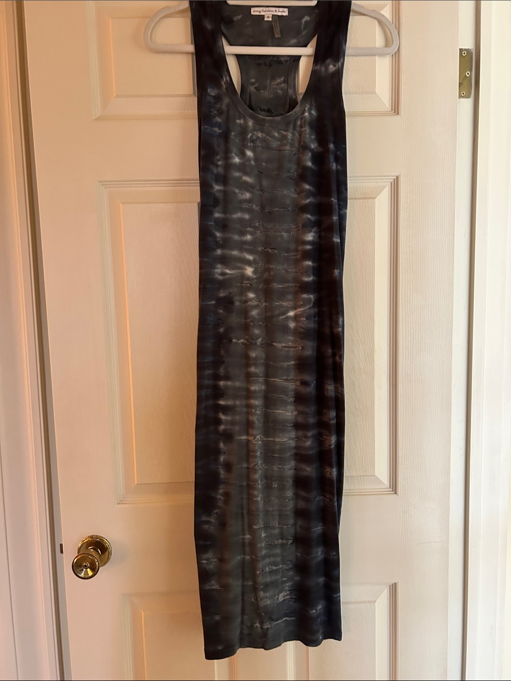 Sleeveless Tie-Dye Maxi Dress in Navy and Gray